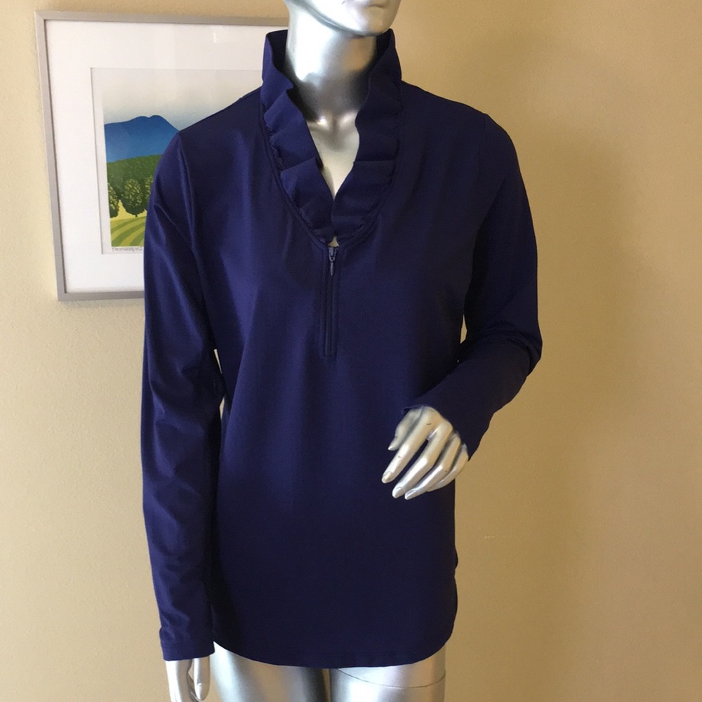 G LIFESTYLE GOLF BY GOTTEX Portrait Collar Zip Neck Shirt - UPF 50+, Long Sleeve